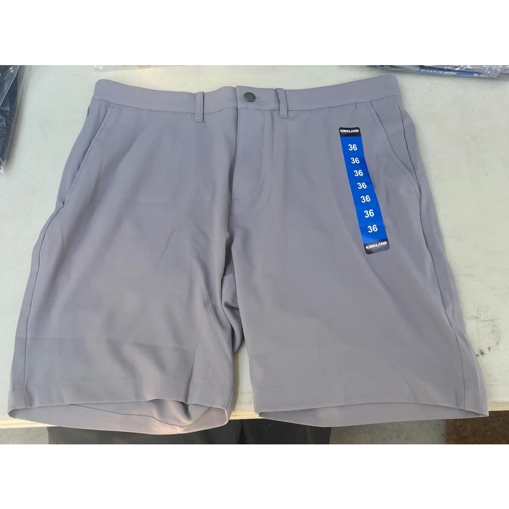 Men's Kirkland Signature Flat Front Shorts Waist 36 Gray NWT